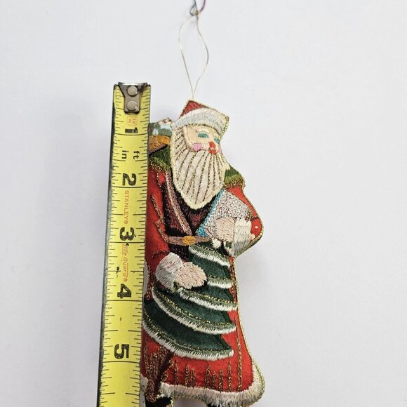 Embroidered Santa Ornament Vtg St. Nick Old World Father Christmas Decor - Picture 11 of 13